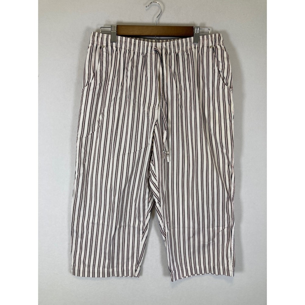 Coastal Nautical Studio Works 14 Cream Striped Cotton‎ Cropped Drawstring Pant